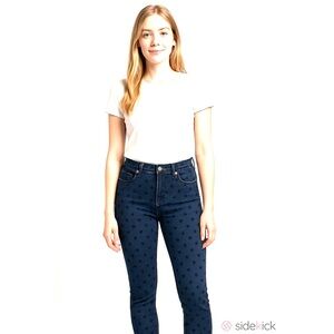 G.I.L.I. Womens Blue Polka Dot Jeans Pants Size 2 Stretchy Material Straight Leg